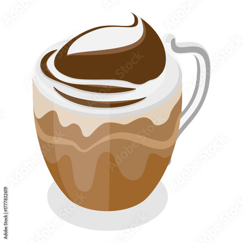 3D Isometric Flat Vector Set of Coffee Beverages, Cafe Menu. Item 10