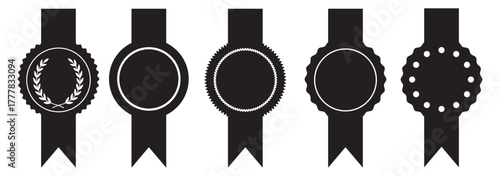 Badge icon. Award sign vector set. Achievement sign set. Checkmark prize reward badge. Winner best reward isolated icon set