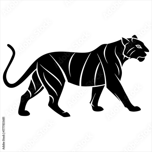 Walking Tiger Silhouette Logo Design