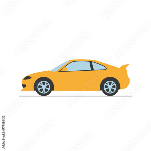 Stylish yellow sports car, modern luxury vehicle, high performance auto, isolated white background