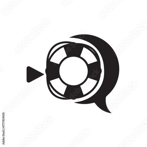 Minimal flat black and white icon. Support hotline