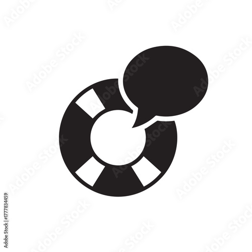 Minimal flat black and white icon. Support hotline