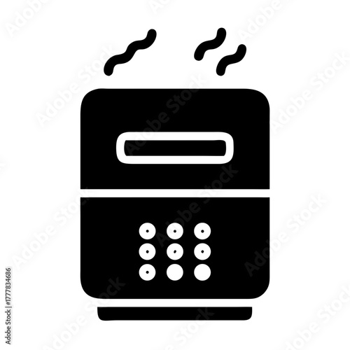 Black icon of a humidifier with steam icon