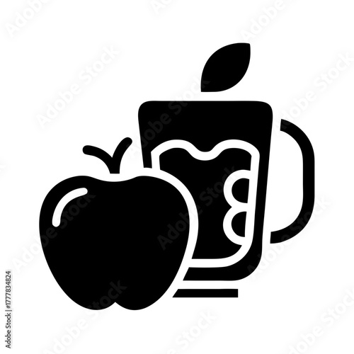 Apple and a glass of apple juice icon