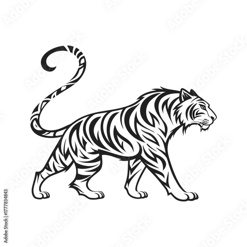 Tiger Vector Illustration – Wild Animal Silhouette Design