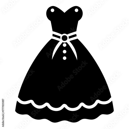 Black ball gown dress icon