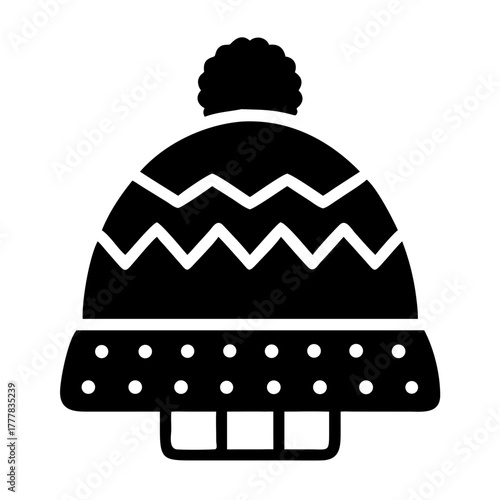 Winter hat with pompom icon