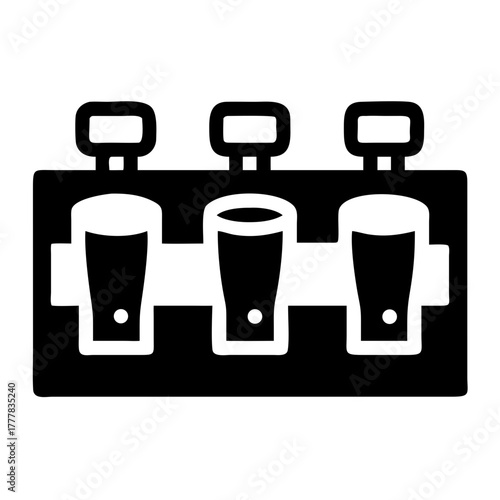 Three beer glasses lined up on a bar counter icon