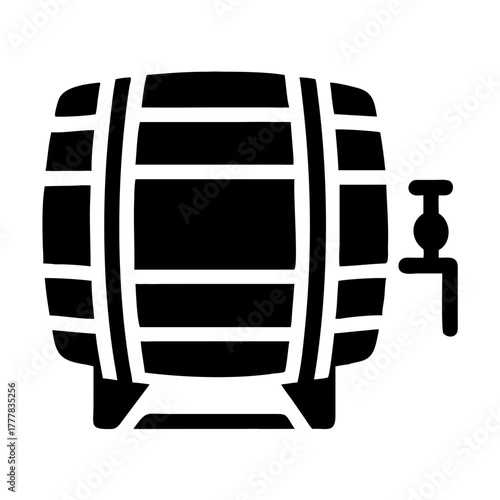 Wooden barrel with a tap for dispensing liquid icon