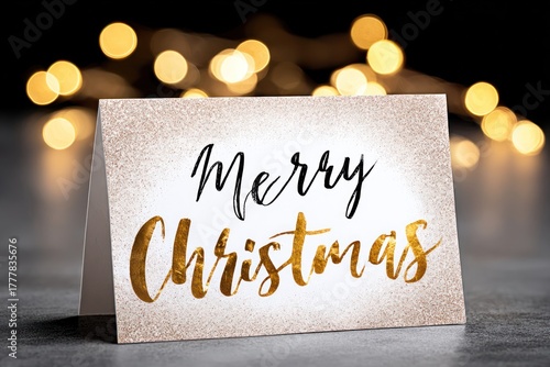 A gorgeous Christmas card features warm wishes set against sparkling lights, ideal for the season