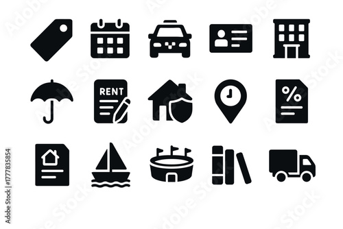 Essential business and real estate icons set for professional use