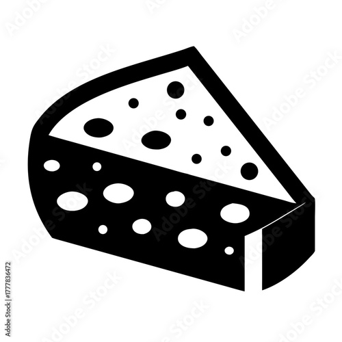 A wedge of cheese with holes, isolated on a icon