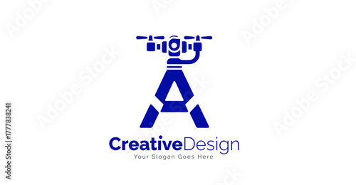 Creative Letter A with Drone Logo Design. Drone Logo Design.