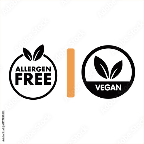 Allergen free and vegan icons Vector