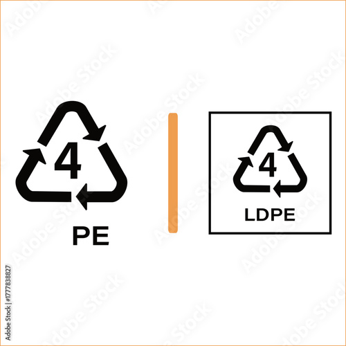 Low density polyethylene recycling symbol number four Vector