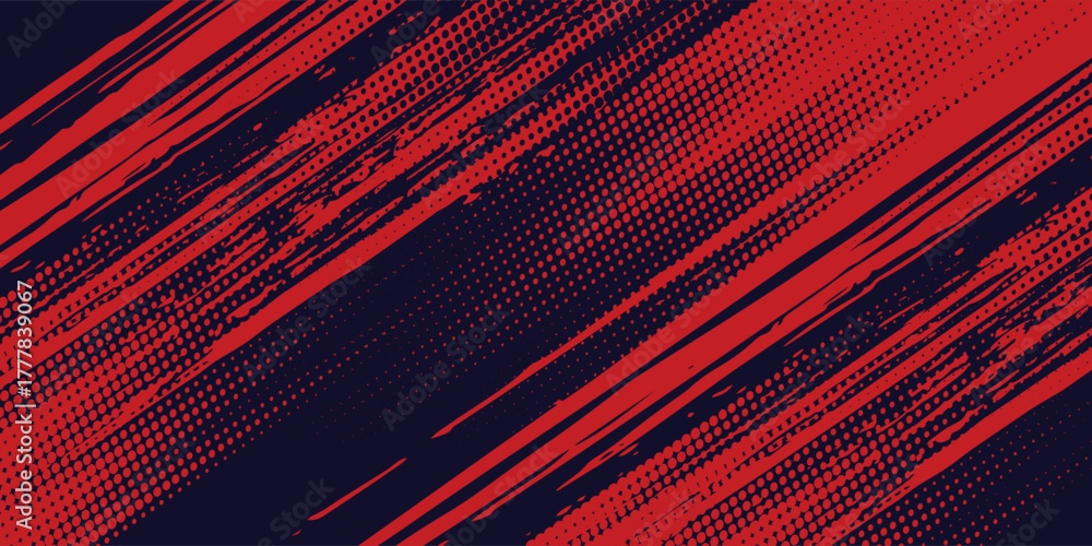 Fototapeta premium Halftone dots red and blue color pattern gradient grunge texture background. Dot pop art comic sport style vector illustration. grunge vector dots . eps 10