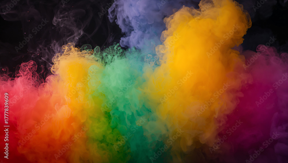 Fototapeta premium Dynamic Fusion of Bright Colors in Smoky Formations