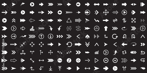 Arrow icon set, arrow cursor collection, different arrow signs, black arrows icons