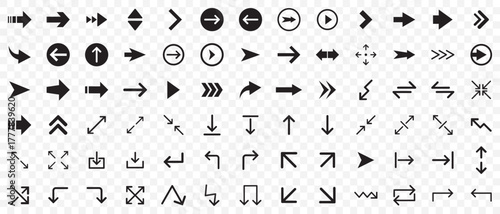 Arrow icon set. Cursor. Collection different arrow signs. Black arrows icons set. Arrow icon collection. Large Black arrow icon vector set. Black icon collection.