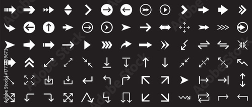 Arrow icon set, arrow cursor collection, different arrow signs, black arrows icons