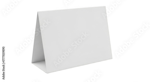 Blank white table tent card, mockup template, isolated on transparent background