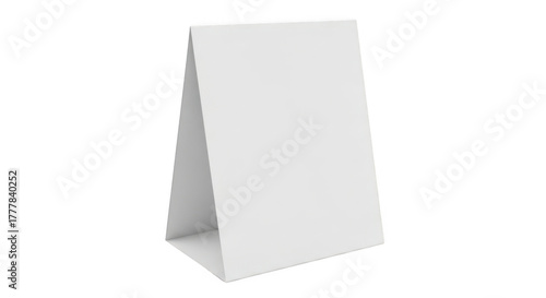Blank white table tent card mockup isolated on transparent background