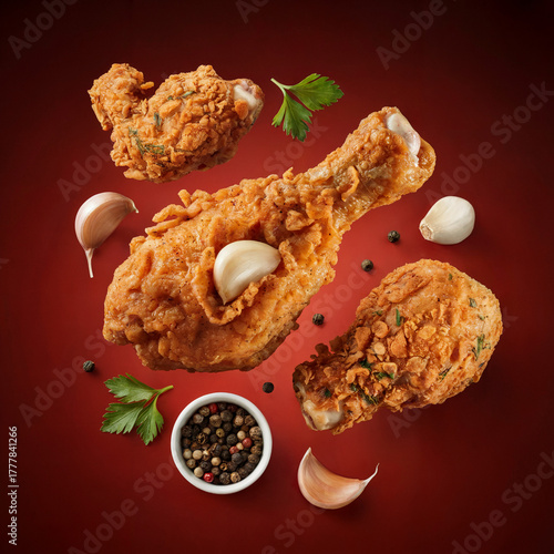 Crispy Fried Chicken Drumsticks with Garlic and Pepper Seasoning Delicious Poultry Meal Dinner Lunch Fastfood Takeout Comfortfood Recipe