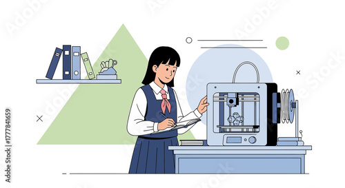 Student using 3D printer for project-based learning enhancing education experiences
