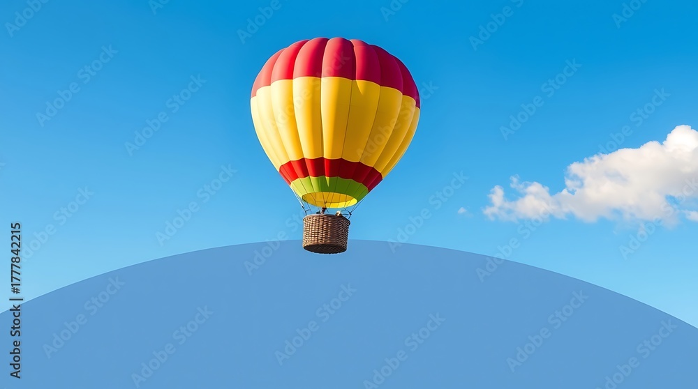 Fototapeta premium Hot air balloon flying high in the sky on a beautiful sunny day