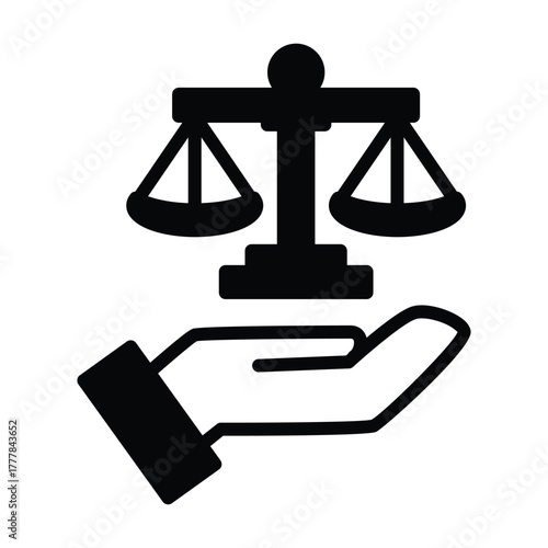 Judge's scales of justice. A symbol of right decision and act solid icon vector design good for web or mobile app
