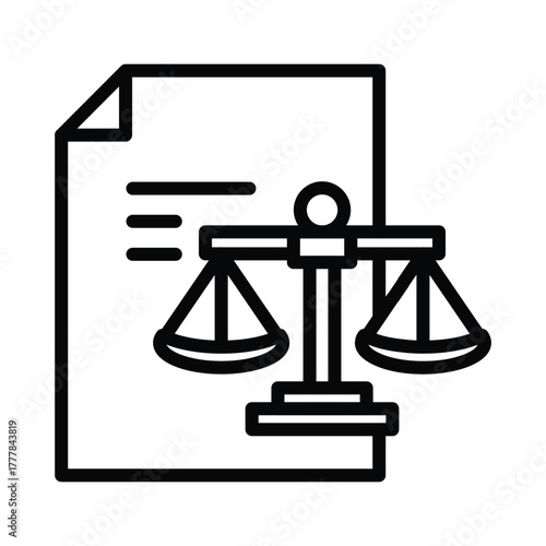 compliance icon, business rules policy, documents with scales outline icon vector design good for web or mobile app