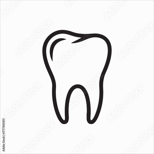 Tooth, dental care, oral hygiene, dentistry, and orthodontics concept in outline style for healthy teeth and gums