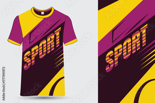 Sporty T-shirt Design with Dynamic Geometric Pattern