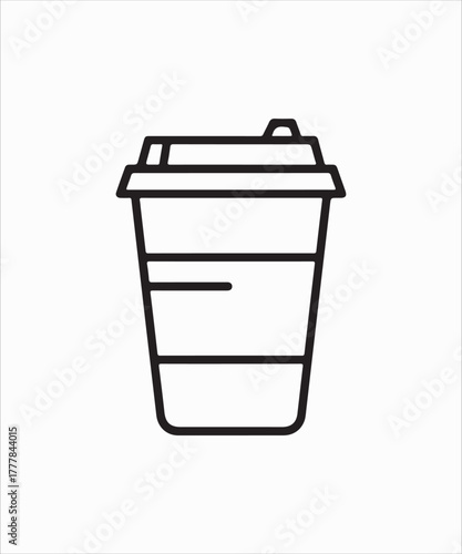 Coffee cup, takeaway beverage, caffeine drink, morning routine, and coffee break concept in outline style for cafe
