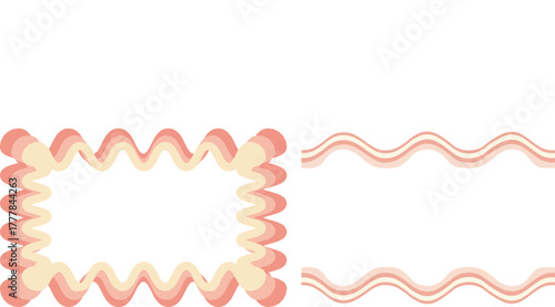 Soft Pastel Wavy Line Frame and Border Set Animation - Cute Minimalist Background Graphic