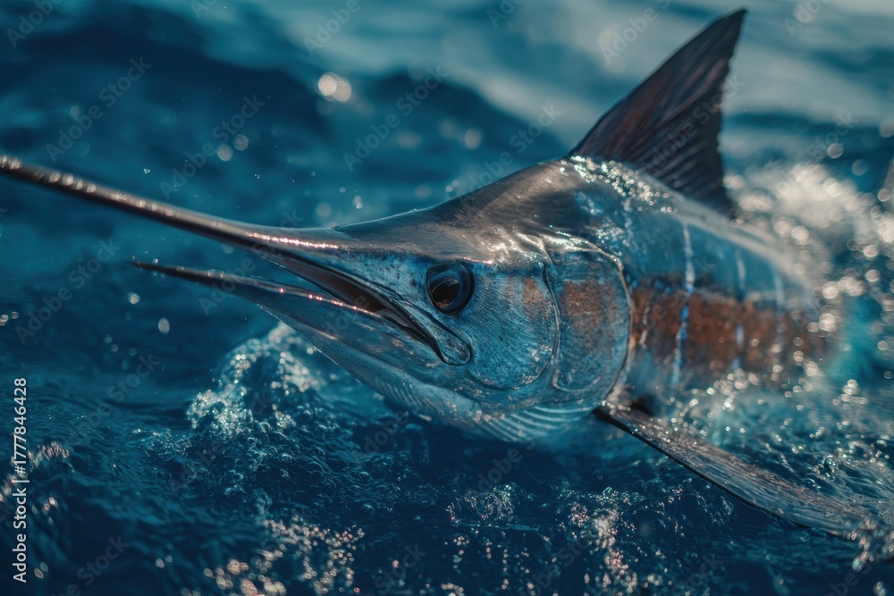 Fototapeta premium A swordfish in the water.