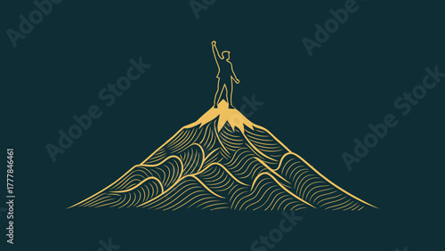 Abstract Leadership Concept , where ambition takes form through a single golden line, merging humanity and aspiration into modern minimalist success.