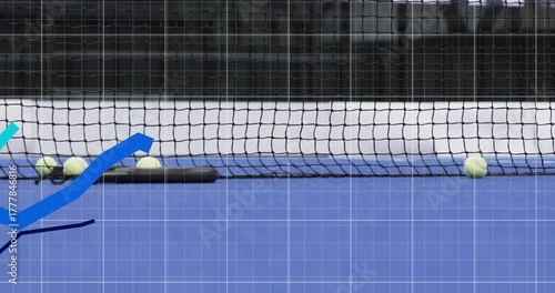 Triggered by dark blue line emerging left, three lines are rising across court for match stats