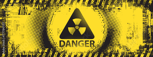 Vector banner on the theme of urbanism, street art, digital technologies. Reminds of a cross or a photo lens on the background of fragments of the urban landscape, pixels. Design of a T-shirt. No ai