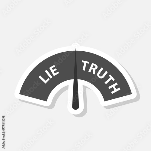 Lie detector gauge icon sticker isolated on gray background