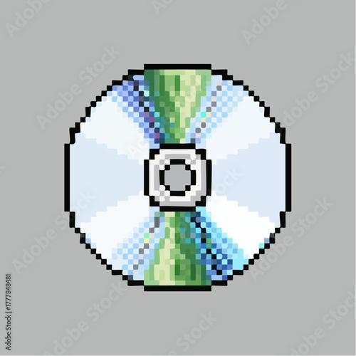 Pixel CD Icon – Retro 8Bit Compact Disc for Music, Data Storage, and Vintage Tech Art