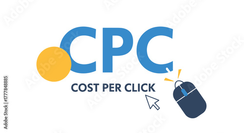 Simple vector illustration for cost per click advertising concept