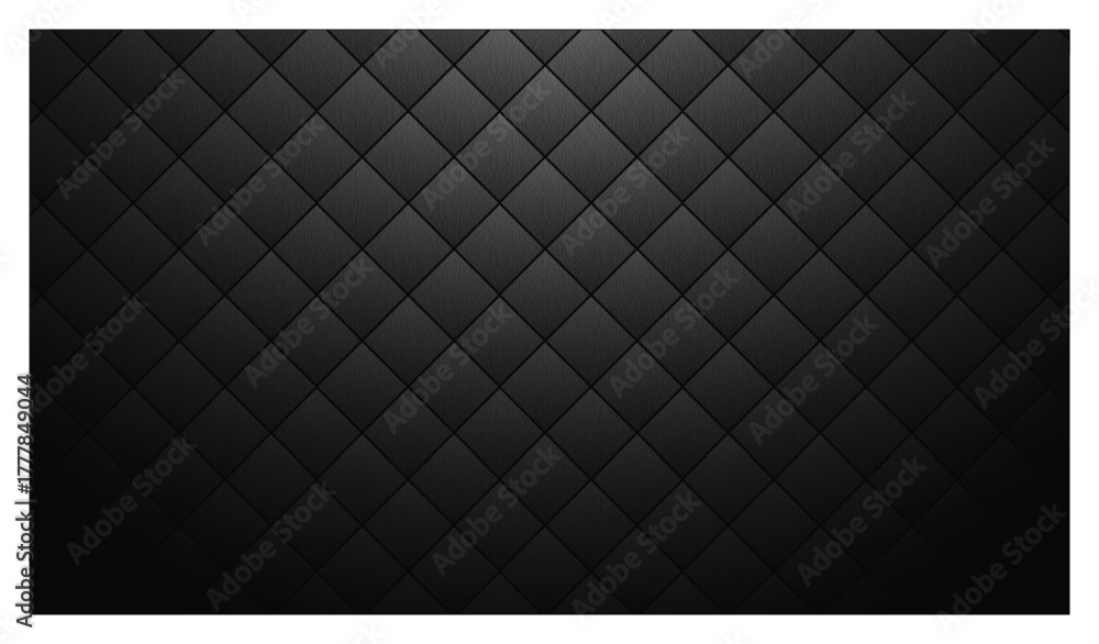 Fototapeta premium Dark Black Quilted Pattern Fabric Texture Background for Elegant Design Deep Tone Surface Illustration Square Shape Abstract Geometric Backdrop Minimalist Style