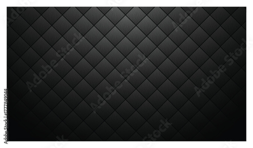 Dark Black Quilted Pattern Fabric Texture Background for Elegant Design Deep Tone Surface Illustration Square Shape Abstract Geometric Backdrop Minimalist Style
