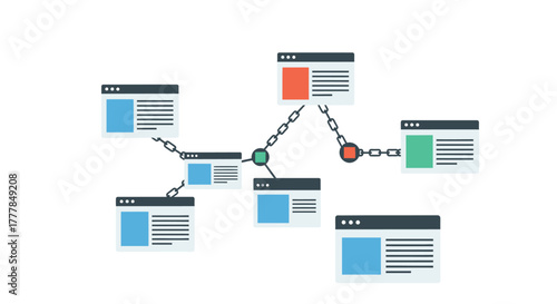 Interlinked webpages, represented by a chain network for information access