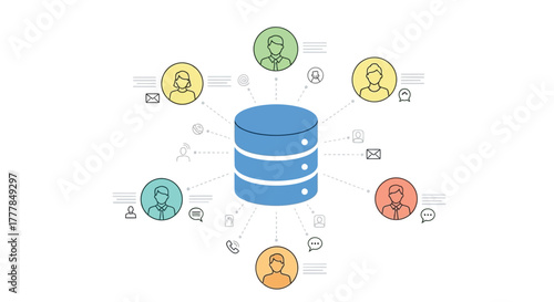 Flat Vector Illustration of CRM Customer Relationship Management Database