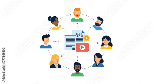 Engaging content illustration drawing customers through blogs and videos strategy