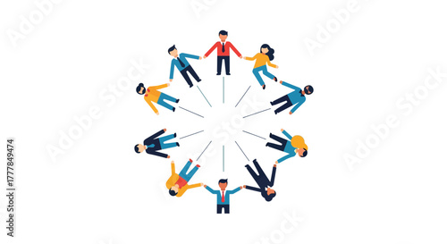 Illustrated customer bond depicting people connected, loyalty and support for brand