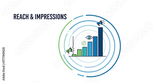 Visualizing reach and impressions data with growth chart in vector format