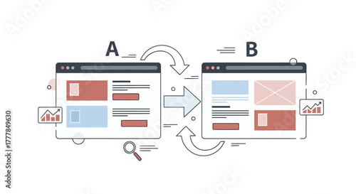 Comparing website versions A and B in an AB test, analyzing conversion rates
